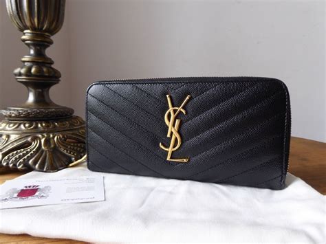 ysl black zip around wallet